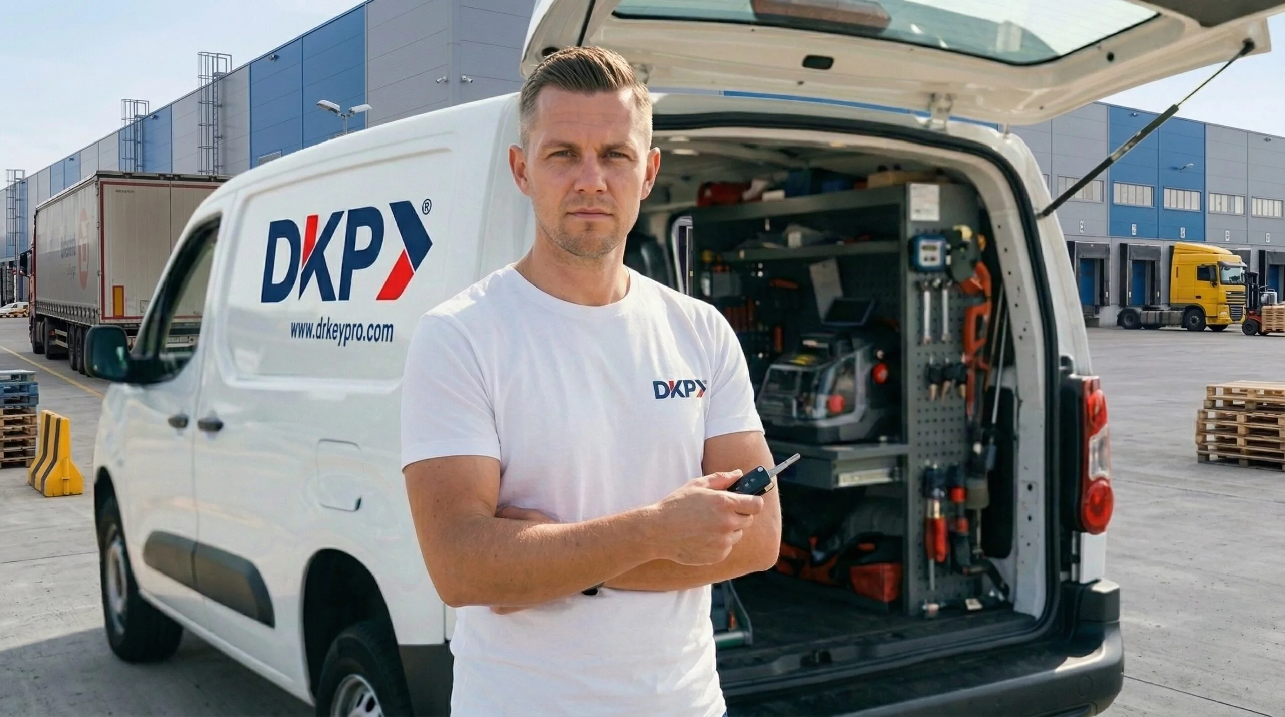 Formateur DKP Acad&eacute;mie en intervention terrain avec un stagiaire serrurier automobile